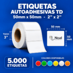 etiquetas adhesivas térmica directa td – 50 x 50 mm (2" x 2") – 5,000 unidades – 1 columna – tuco de 3"