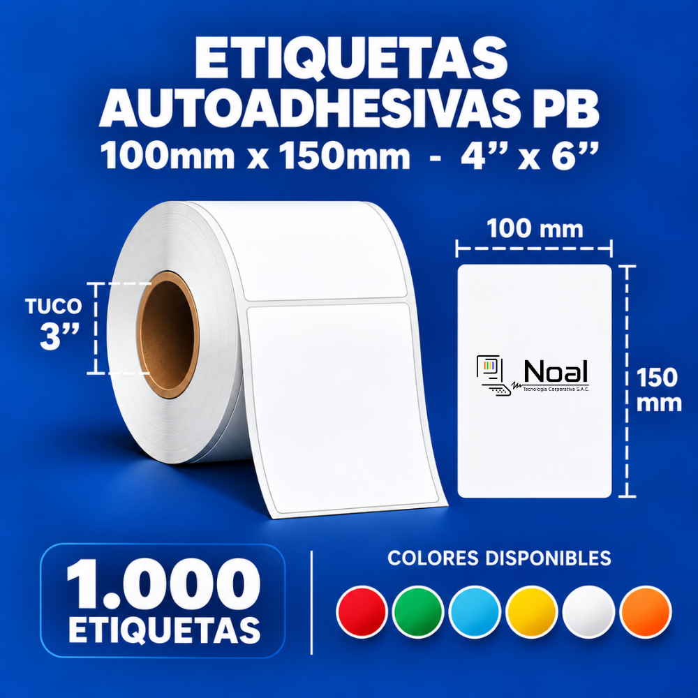 etiquetas adhesivas de polipropileno pb – 100 x 150 mm (4" x 6") – 1,000 unidades – 1 columna – tuco de 3" etiquetas adhesivas de polipropileno pb – 100 x 150 mm (4" x 6") – 1,000 unidades – 1 columna – tuco de 3"
