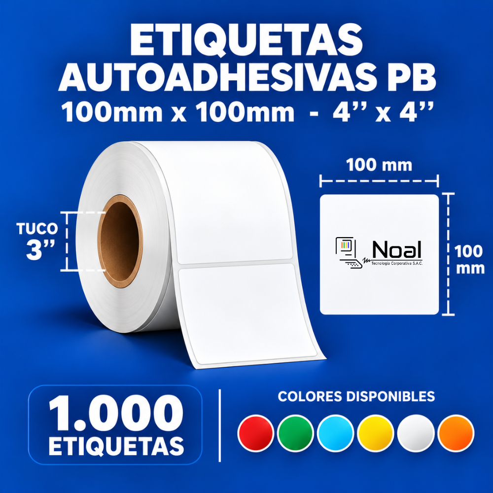 etiquetas adhesivas de polipropileno pb – 100 x 100 mm (4" x 4") – 1,000 unidades – 1 columna – tuco de 3" etiquetas adhesivas de polipropileno pb – 100 x 100 mm (4" x 4") – 1,000 unidades – 1 columna – tuco de 3"