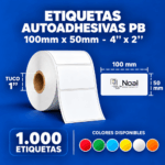 etiquetas adhesivas de polipropileno pb – 100 x 50 mm (4" x 2") – 1,000 unidades – 1 columna – tuco de 1"