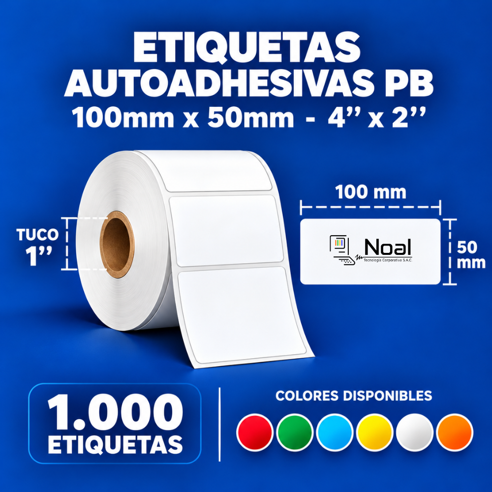 etiquetas adhesivas de polipropileno pb – 100 x 50 mm (4" x 2") – 1,000 unidades – 1 columna – tuco de 1" etiquetas adhesivas de polipropileno pb – 100 x 50 mm (4" x 2") – 1,000 unidades – 1 columna – tuco de 1"