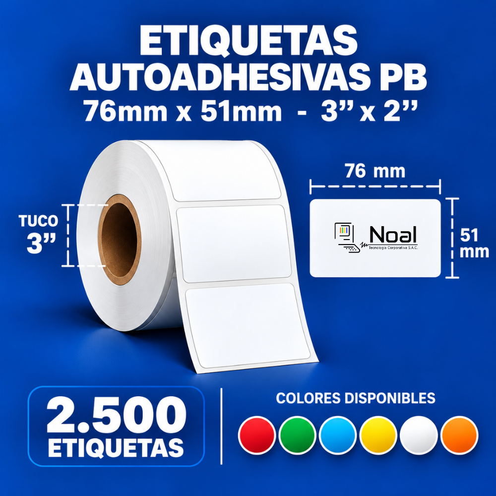 etiquetas adhesivas de polipropileno pb – 76 x 51 mm (3" x 2") – 2,500 unidades – 1 columna – tuco de 3" etiquetas adhesivas de polipropileno pb – 76 x 51 mm (3" x 2") – 2,500 unidades – 1 columna – tuco de 3"