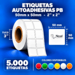etiquetas adhesivas de polipropileno pb – 50 x 50 mm (2" x 2") – 5,000 unidades – 2 columnas – tuco de 3"