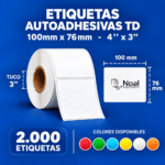 etiquetas adhesivas térmica directa td – 100 x 76 mm (4" x 3") – 2,000 unidades – 1 columna – tuco de 3"