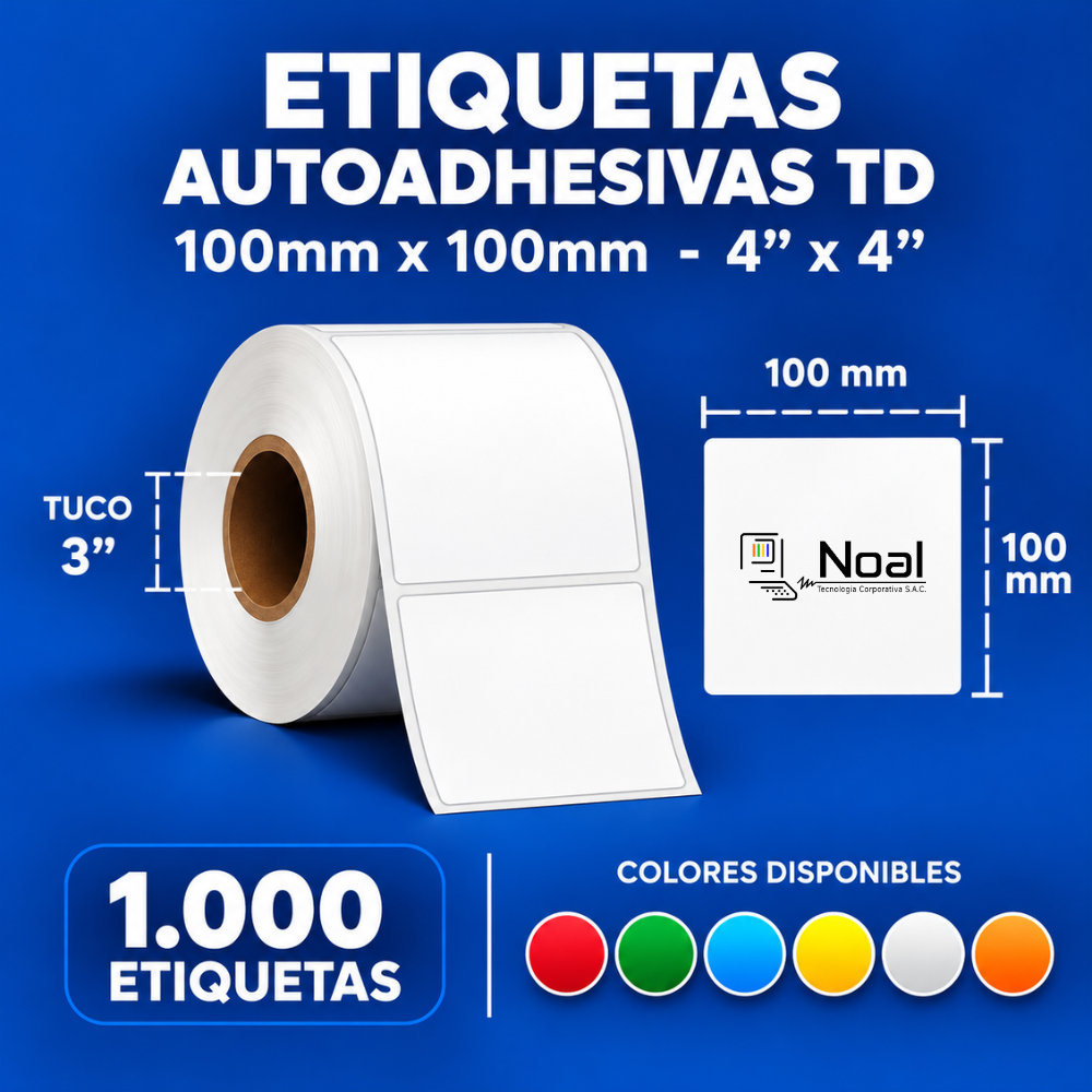 etiquetas adhesivas térmica directa td – 100 x 100 mm (4" x 4") – 1,000 unidades – 1 columna – tuco de 3" etiquetas adhesivas térmica directa td – 100 x 100 mm (4" x 4") – 1,000 unidades – 1 columna – tuco de 3"